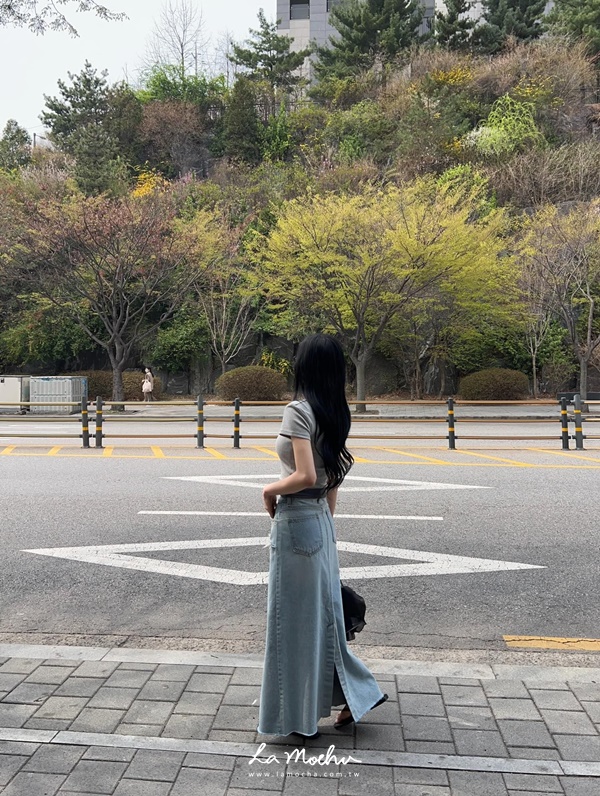 破損感牛仔寬長裙